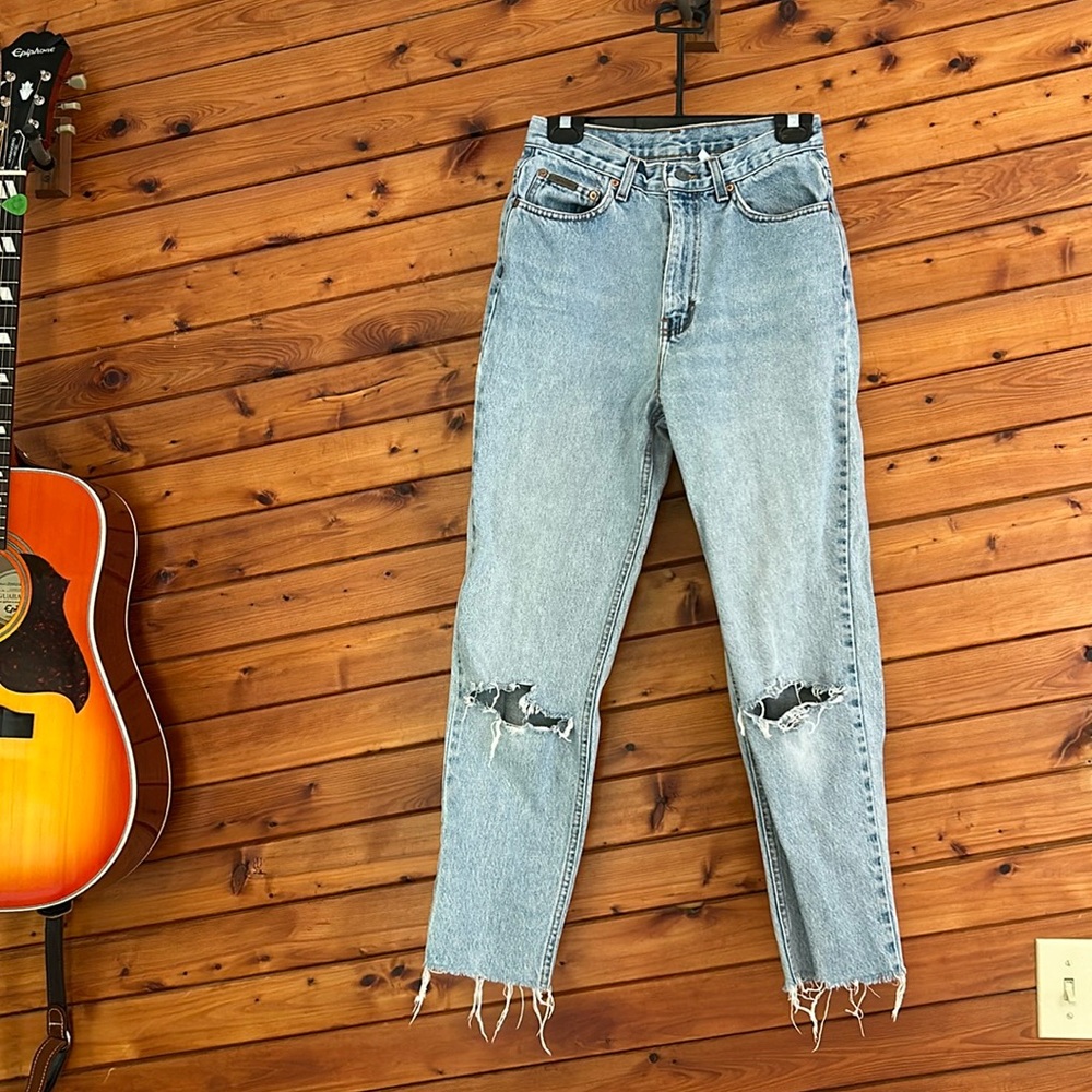 Calvin Klein retro ripped light wash jeans